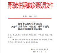 关于印发青岛市“十四五”建筑节能与 绿色建筑发展规划通知中关于绿